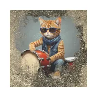 *~* *~* Percussionist Cool Cat AP91  TEAL DRUMMER Metal Print