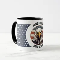 Bald Eagle Bust with American Flag Background Mug