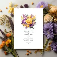 Lavender and Golden Yellow Floral Spring Wedding Invitation