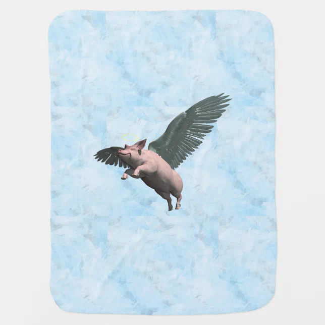 Cute Angel Pig Flying in the Sky Swaddle Blanket