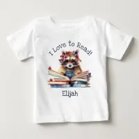 I Love to Read with Cute Baby Raccoon Baby T-Shirt