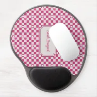 Pink Checkers & Hearts Gel Mouse Pad