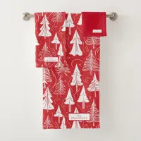 Red Christmas Pattern#6 ID1009 Bath Towel Set