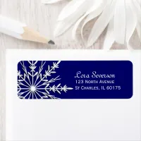 Snowflake on Blue Holiday Return Address Label