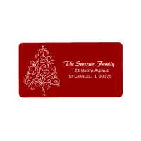 White Christmas Tree on Red Return Address Label