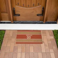 Red Gold White Sports Striped Team Name Coir Doormat