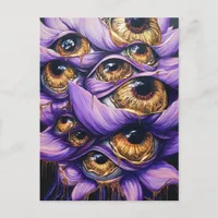 A Purple Surreal Flower With Golden Eyeballs Postcard