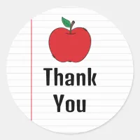 Thank You Back to School Teacher Apple Class Classic Round Sticker