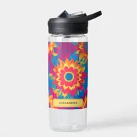 Vibrant Colorful Tropical Floral Hydration Summer Water Bottle