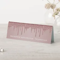 Elegant Rose Gold Dripping Glitter Table Tent Sign