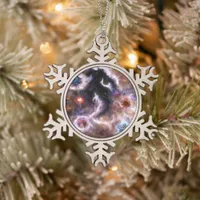 A Captivating Abstract Galactic Nebula Snowflake Pewter Christmas Ornament