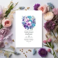 Lavender and Aqua Floral Wedding Invitation