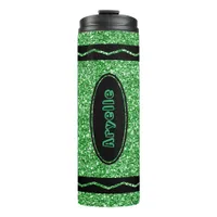 Kelly Green Glitter Crayon Hot Drink Name Tumbler