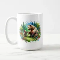 Cute Watercolor Bear and Cub Personalized Coffee Mug