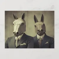 Two Horses in Suits Postcard