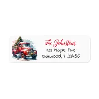 Old-Fashioned Christmas Vintage Red Truck Label