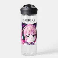 Cute Anime Girl with Cat Ears Water Bottle