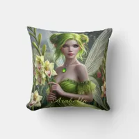 Beautiful August Fairy in Gladioli Throw Pillow