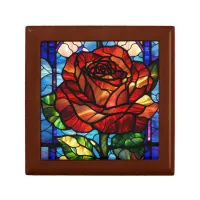 Stained Glass Rose Gift Box