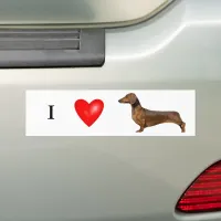 I Love My Dachshund Red Heart Bumper Sticker