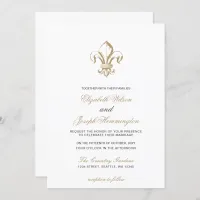 Vintage Royal Gold French Fleur de Lis Wedding Invitation