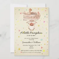 Pumpkin Fall Rustic Boho Beige Nursery Baby Shower Invitation