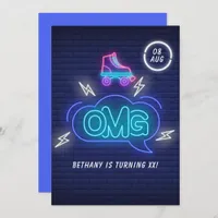 Retro Neon Signs Birthday Invitation