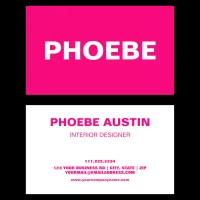 Simple Minimal Professional Fluo Pink  Business Card