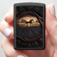 Horse Running In Field Zippo Lighter