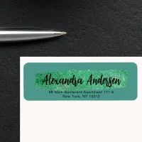 Glitter Green Sparkly Brushstroke Return Address Label