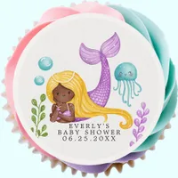 African Mermaid Ocean Baby Shower Edible Frosting Rounds