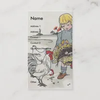 Vintage Girl with Chickens Business Card