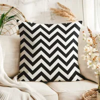 Modern Black and White Chevron Zigzag Throw Pillow