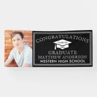 Modern Black Congrats Graduation Photo Banner