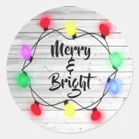 Rustic "Merry & Bright" Holiday Christmas Stickers
