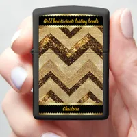 Elegant golden chevron pattern zippo lighter