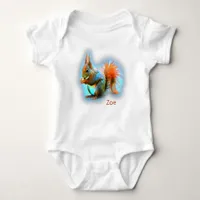 Squirrel in modern style on turquoise, custom baby bodysuit