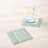 Coastal Christmas Plaid Pattern#2 ID1009 Square Paper Coaster