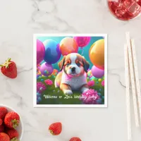 Cute puppy with balloons - birthday  napkins