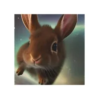 Baby Rabbit Running In Space  Wood Wall Art