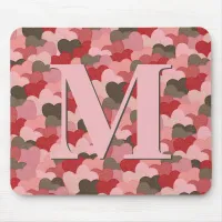 Valentines Paper Hearts Faux Camouflage Monogram Mouse Pad