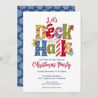 Deck the Halls Holiday Patchwork Christmas Party Invitation