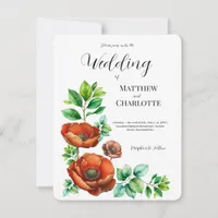 Sublime Watercolor Red Poppies in Vintage Style Holiday Card