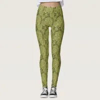 Olive Green Cactus Camouflage Print Leggings