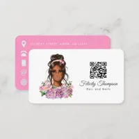 African American Hairdresser QR Code Business Card