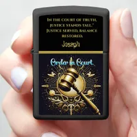 Golden Gavel Ready in Grand Courtroom Zippo Lighter