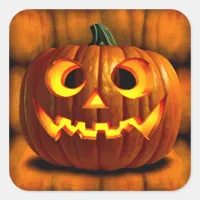 Halloween Jack-o-Lantern Pumpkin Square Sticker