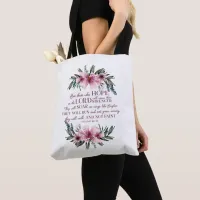 Isaiah 40 Bible Verse with Pink Flowers Tote Bag