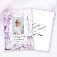 Purple Hydrangeas Watercolor Funeral Sympathy Thank You Card