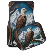 Eagle Perched in Peaceful Mountains Car Floor Mat